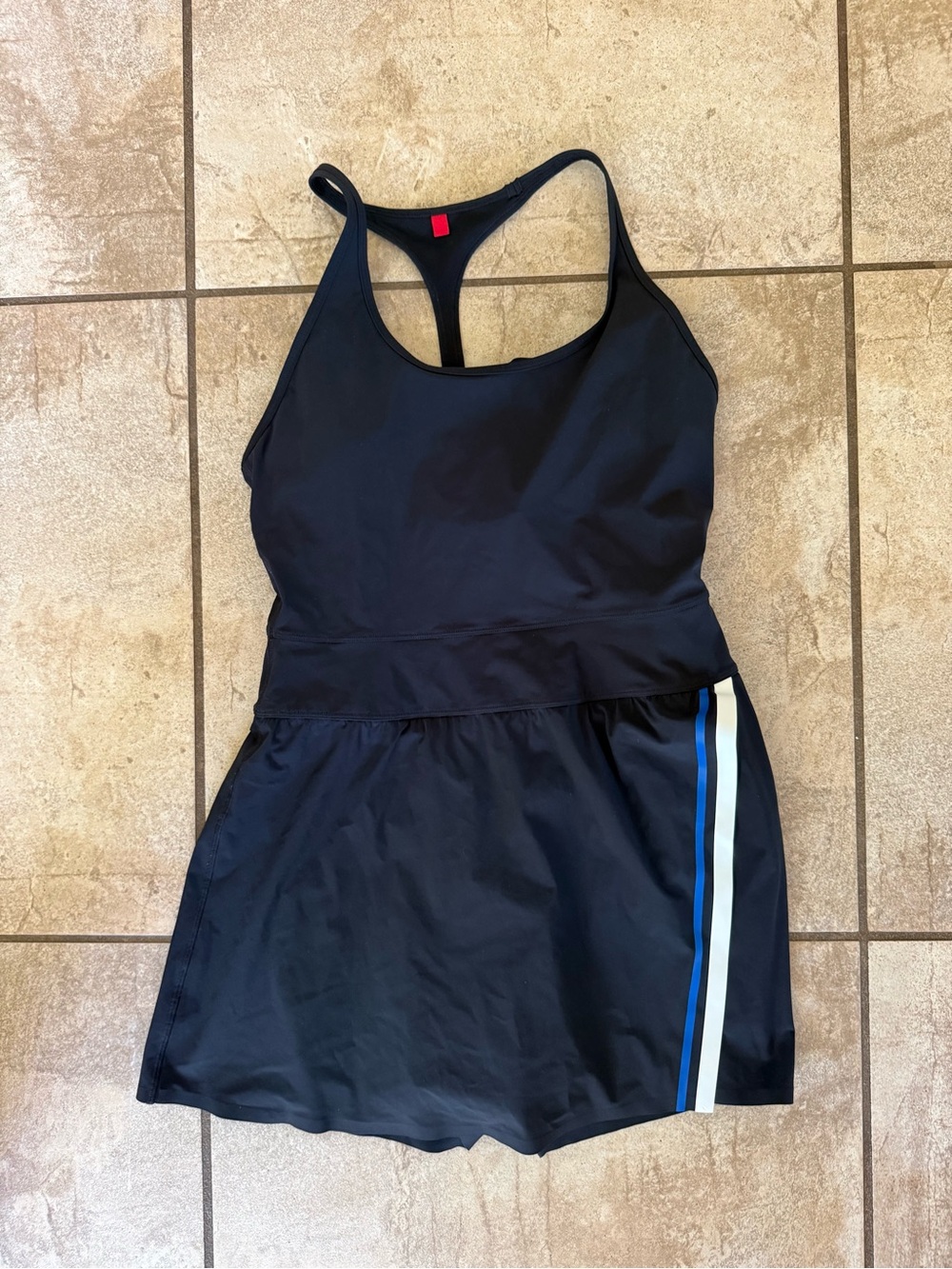 Wilson Black Athletic Tank Dress with Blue and White Stripes